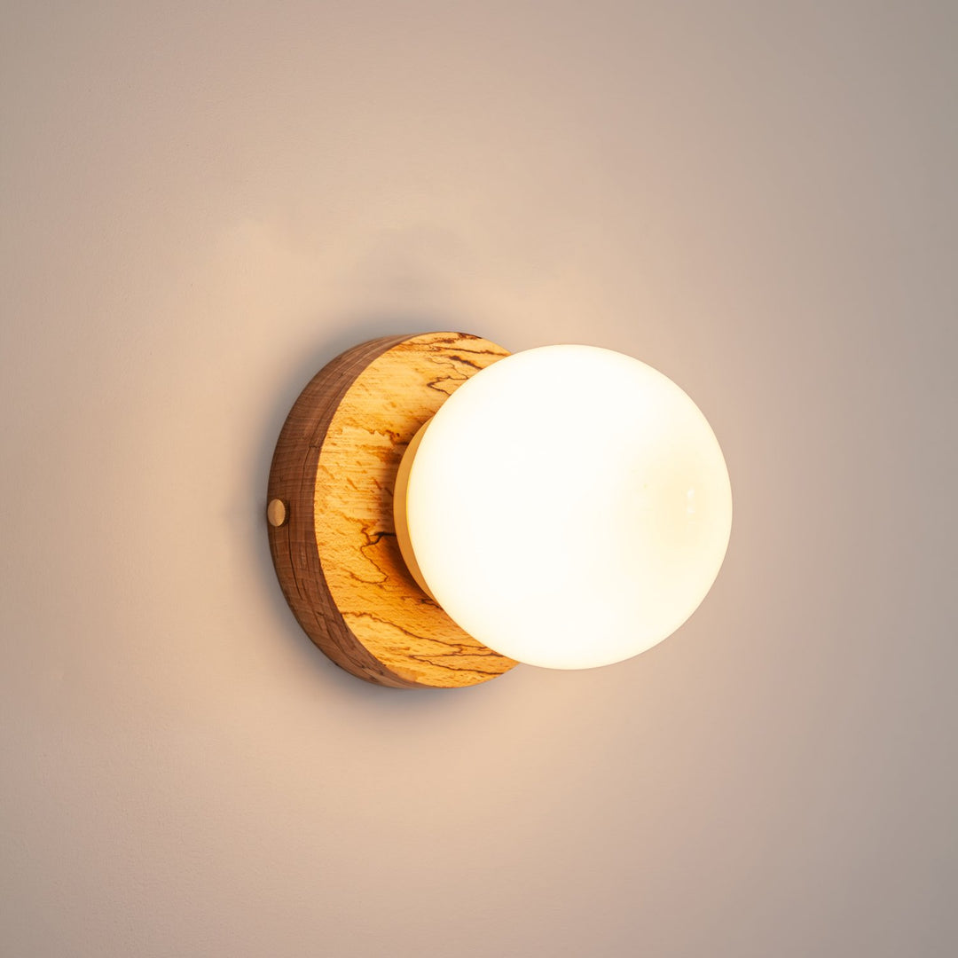 Opal Glass Flush Wall Light - Hardwood