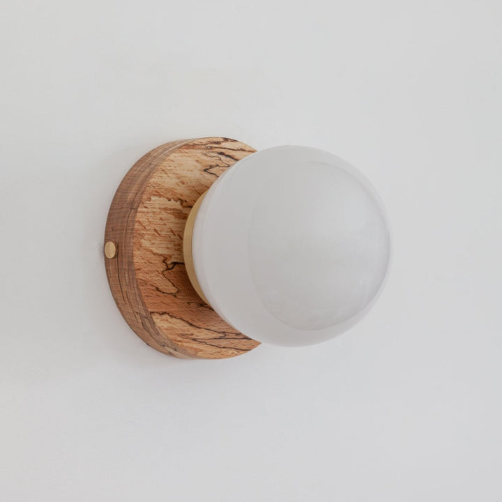 Opal Glass Flush Wall Light - Hardwood