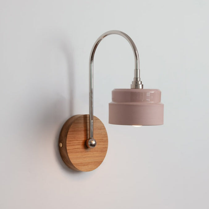 "Bex" Arch Stemmed Wall light - Ceramic and Hardwood