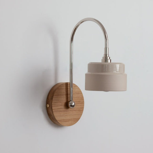 "Bex" Arch Stemmed Wall light - Ceramic and Hardwood