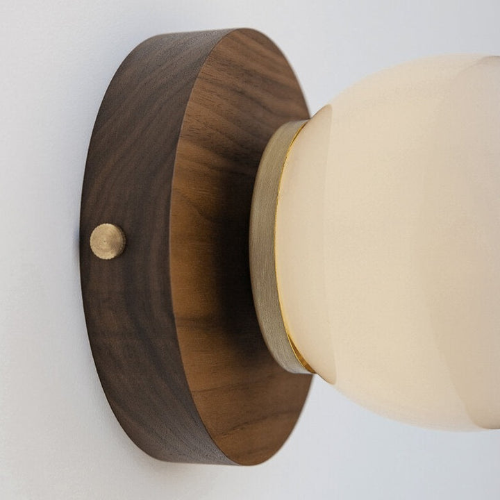 Opal Glass Flush Wall Light - Hardwood