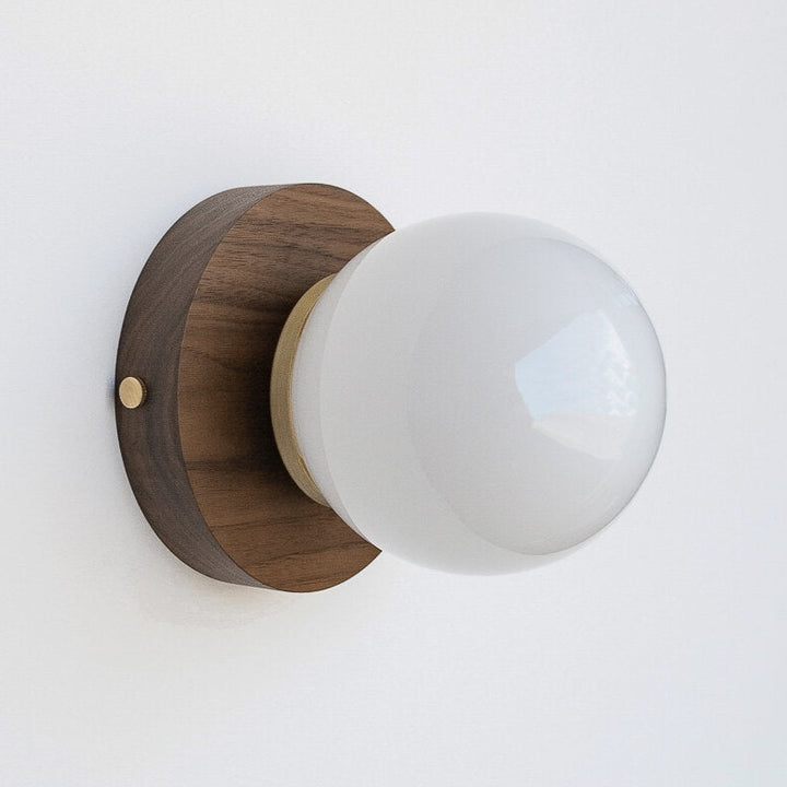 Opal Glass Flush Wall Light - Hardwood