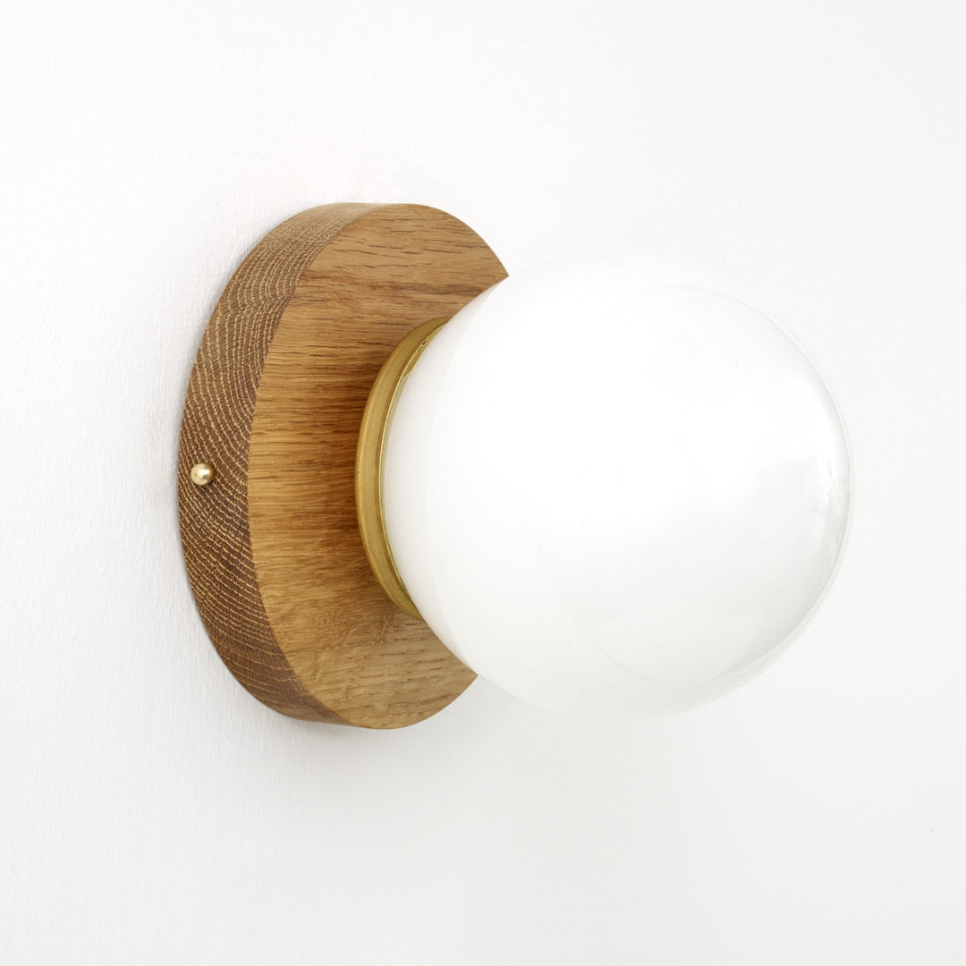 Opal Glass Flush Wall Light - Hardwood