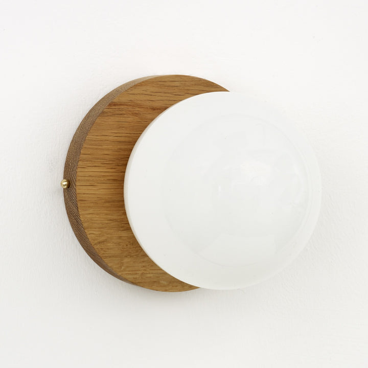 Opal Glass Flush Wall Light - Hardwood