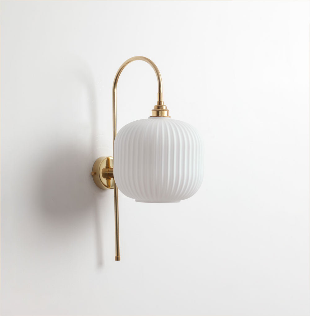 Arch Stemmed Wall Light - Opal Reeded Glass