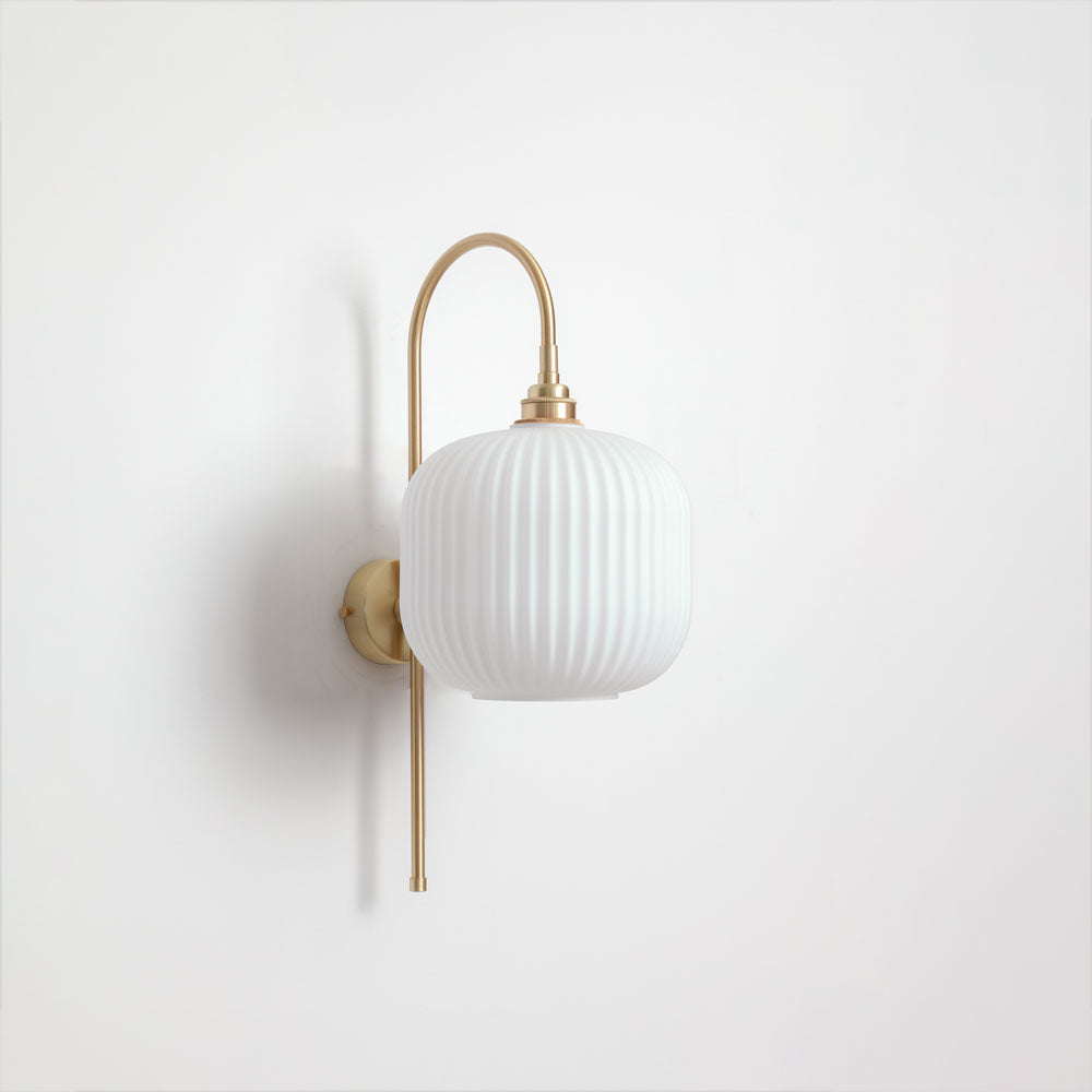 Arch Stemmed Wall Light - Opal Reeded Glass