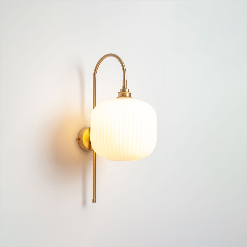 Arch Stemmed Wall Light - Opal Reeded Glass