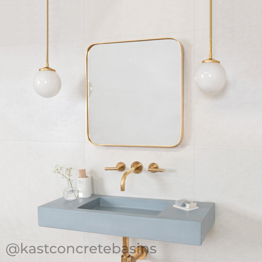 Medium Opal Glass Stemmed Pendant Light - Brass