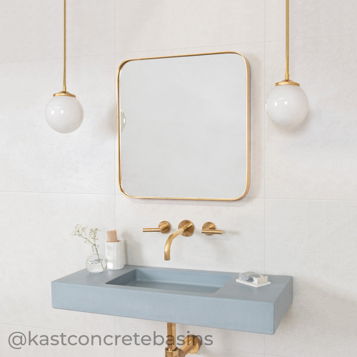 Medium Opal Glass Stemmed Pendant Light - Brass