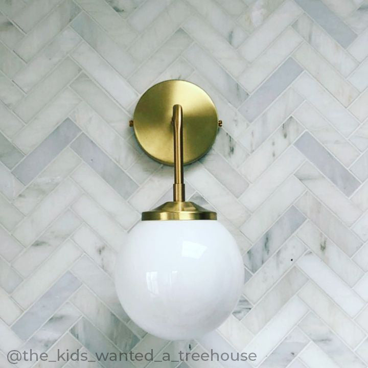 "Bold as Brass" Wall Light - Opal Glass Shade