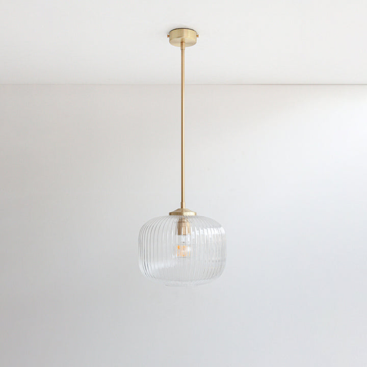 Clear Reeded Glass Stemmed Pendant Light