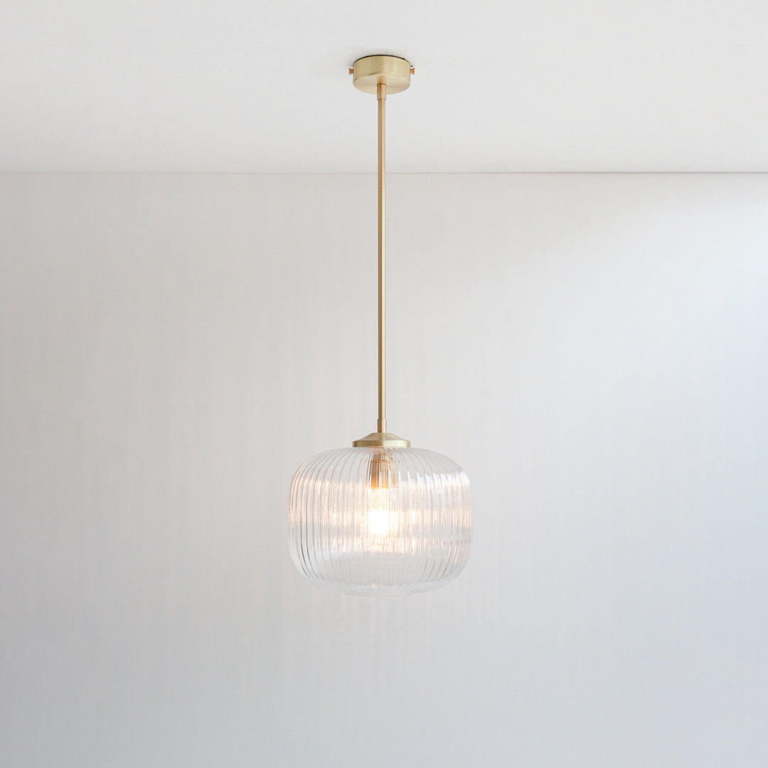 Clear Reeded Glass Stemmed Pendant Light