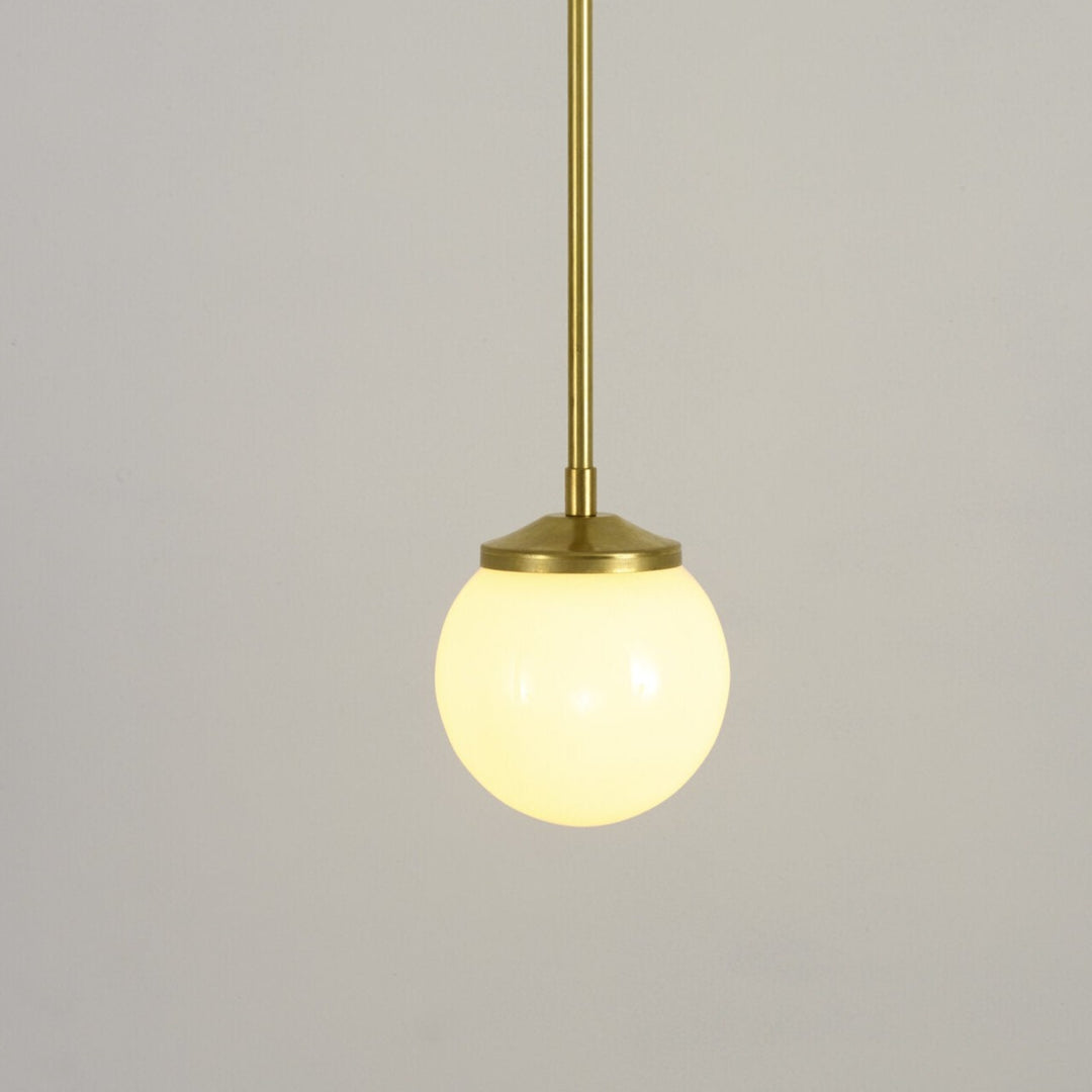 Medium Opal Glass Stemmed Pendant Light - Brass